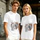 Olive T-Shirt with Retro Cartoon Coffee Cup Characters Graphic