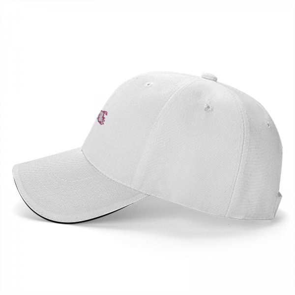 Black Baseball Cap with Pink Cute Character Graphic Print