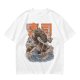 Olive T-shirt with Sushi Dragon Wave Graphic Print