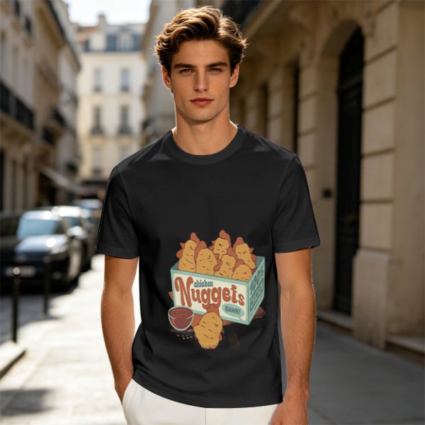 Olive T-Shirt With Cartoon Chicken Nuggets Box Print