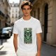 Olive green t-shirt with 'Don't Trust The Wizard' robot graphic print