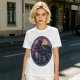 Olive T-Shirt Featuring Stylized Night Dragon In Swirling Oval Art