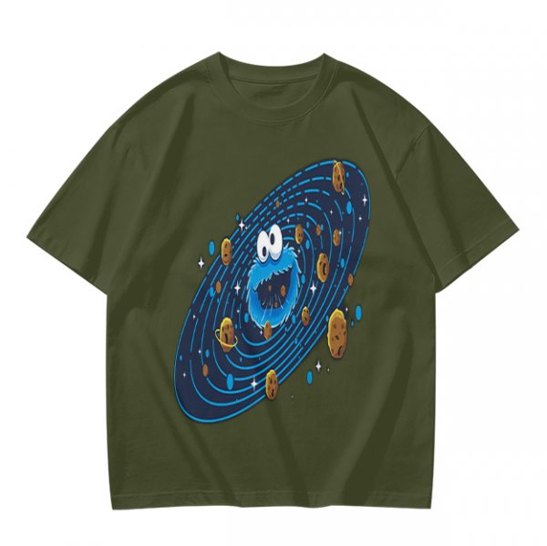 Olive T-Shirt With Cookie Monster Space Galaxy Cookie Print