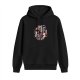Black hoodie with chibi warrior girl characters graphic print