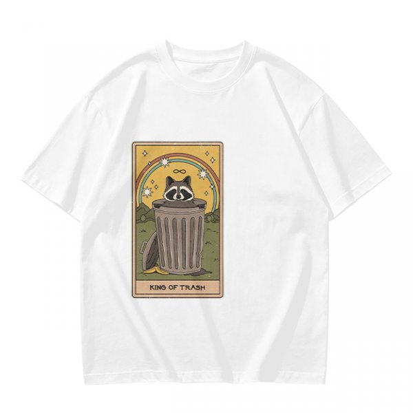 Olive T-Shirt With Raccoon Trash Tarot Card Graphic
