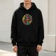 Black Hoodie With Colorful Cartoon Character Circle Graphic
