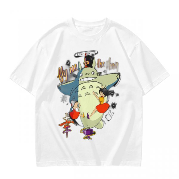 Totoro and Girls Fly Me To The Moon Graphic T-Shirt Design