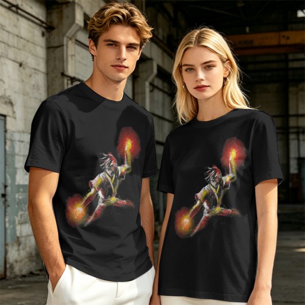Olive T-shirt with Fire Bending Warrior Graphic Print