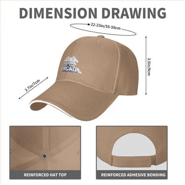 Black baseball cap with 'Dawn of the Arcade' and space invader graphic