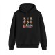 Black hoodie with cute cartoon animal character grid print