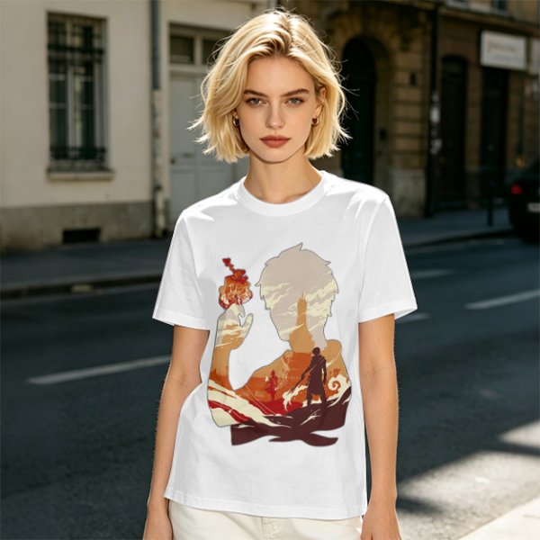 Anime Fire Bender Silhouette Graphic T-Shirt