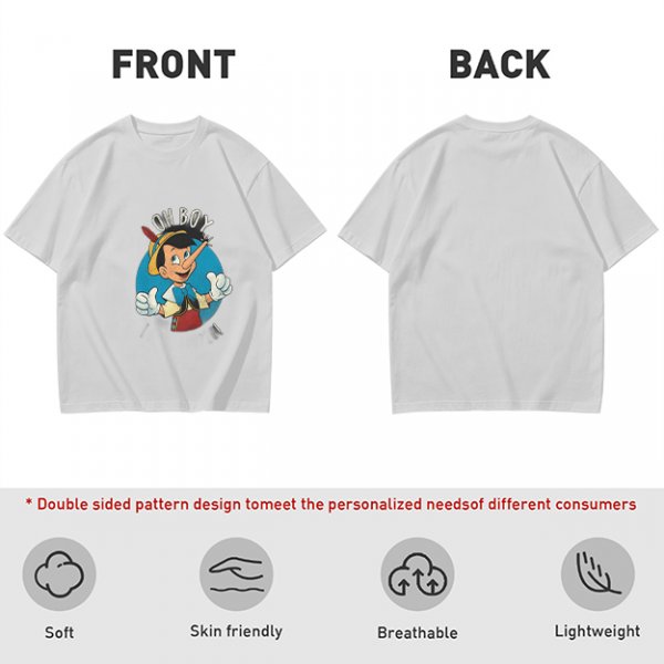 Olive T-Shirt with Pinocchio 'Oh Boy' Graphic Print