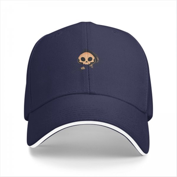 Black Baseball Cap With Cute Grim Reaper Skull Graphic