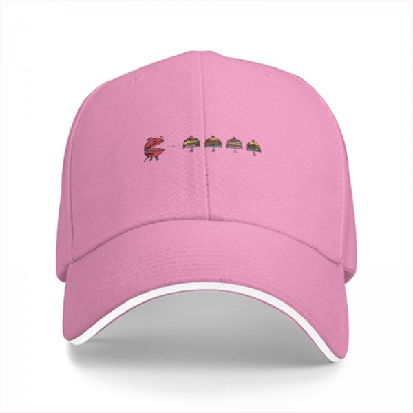 Black Baseball Cap With Grill And Burger Graphic Design