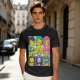 Olive T-shirt with One Piece x Simpsons Style Character Grid Print