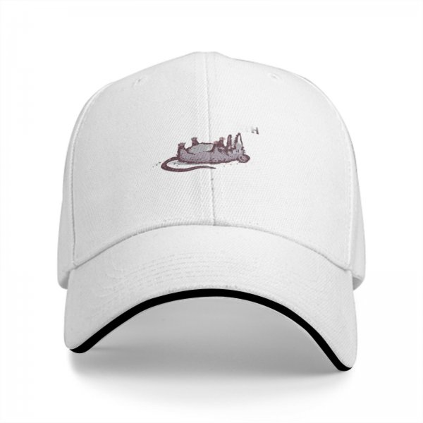 Black Baseball Cap With Opossum Graphic Print