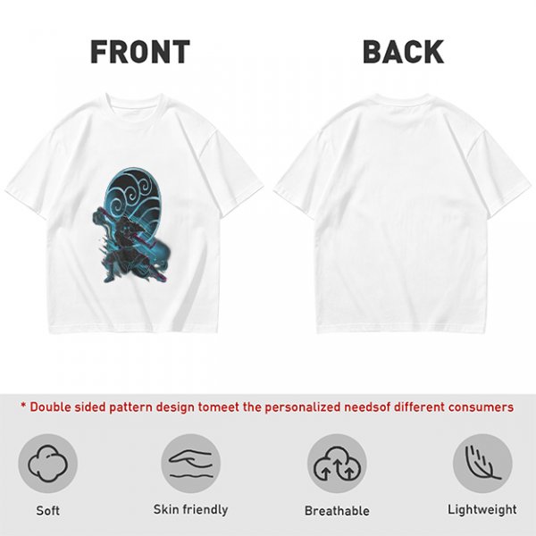 Olive T-shirt with Anime Water Bender Warrior Graphic Print