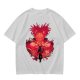 Olive Anime Graphic T-Shirt With Spiky Red Haired Character Art