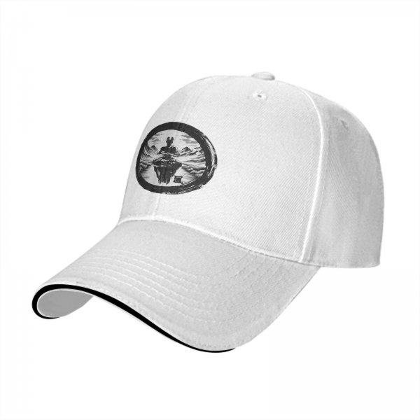 Black Baseball Cap With Floating Island Landscape Graphic
