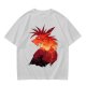 Olive T-Shirt With Fiery Lion Creature Graphic Print