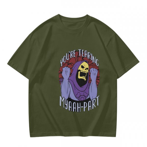 Olive T-Shirt With Skeletor 'You're Tearing Myaah-Part' Graphic