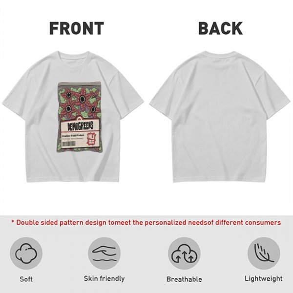 Olive Green T-Shirt With Demogorgon Vegetable Packet Print