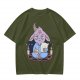 Oversized T-Shirt With Sleepy Baphomet Goat In Pajamas Print