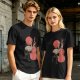Olive T-Shirt With Crane Playing Cello Red Moon Art Print