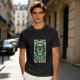 Olive green t-shirt with 'Don't Trust The Wizard' robot graphic print