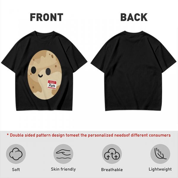 Olive T-Shirt With Cute Pluto Potato Character Graphic