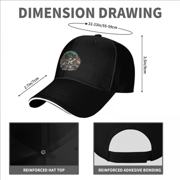 Black Baseball Cap With Anime Swordsman Graphic Print