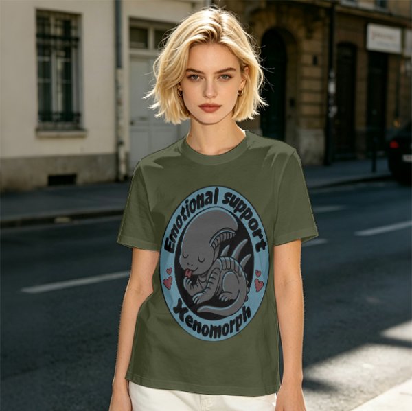 Emotional Support Xenomorph Cute Graphic T-Shirt