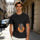 Olive T-Shirt With Cartoon Goat On Flames And Skulls Print