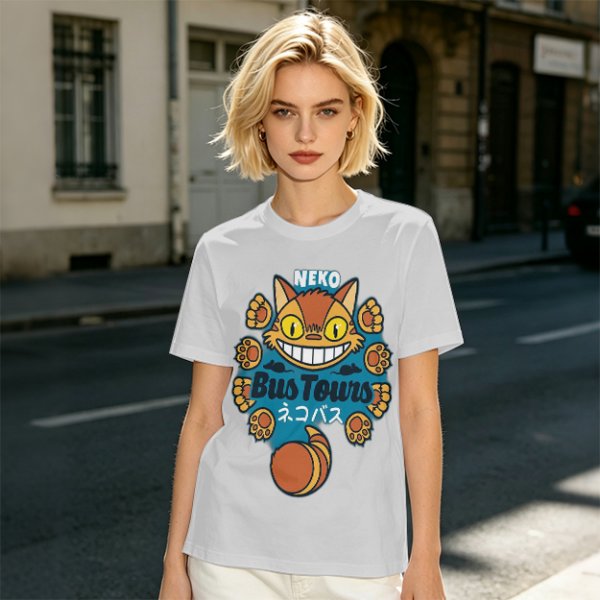 Neko Bus Tours Cat Graphic Olive T-Shirt