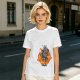 Olive T-Shirt With Cartoon Goat On Flames And Skulls Print