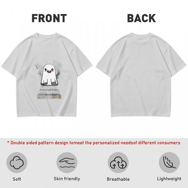 Olive T-shirt with Cute Smiling Ghost Graphic Print