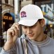 Black baseball cap with anime sunset graphic print