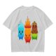Olive T-Shirt With Cute Water Fire And Earth Elemental Characters