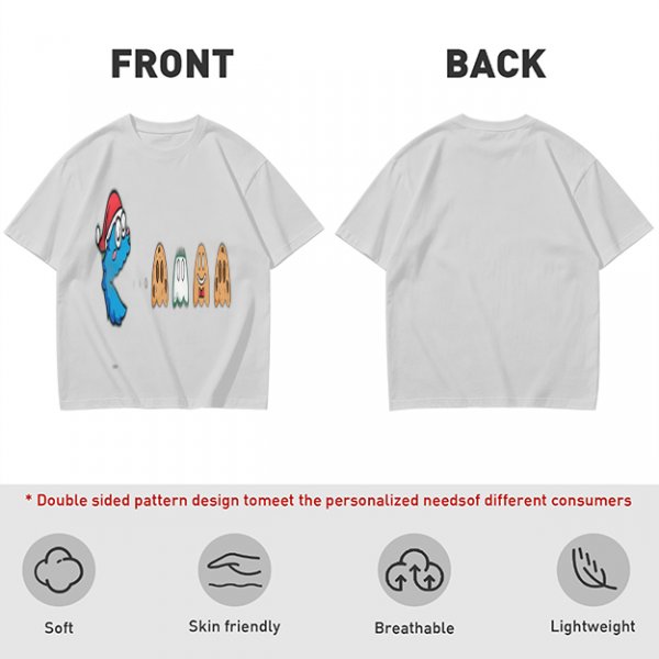Olive T-Shirt With Blue Monster And Ghost Graphic Print