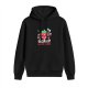 Black hoodie with cute strawberry graphic and 'berry stressed' text