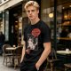 Olive cat graphic t-shirt with 'I don't wanna adult' print