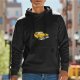 Black Hoodie With Vintage Yellow Taxi Graphic Print