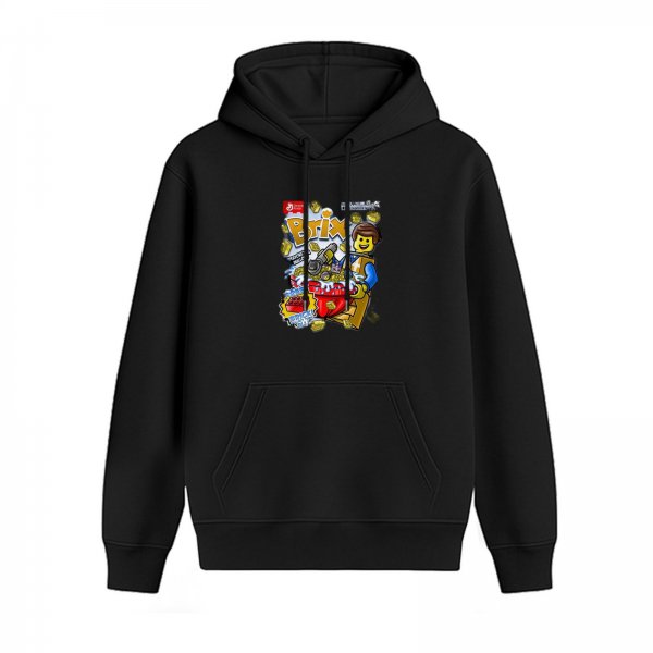 Black Hoodie With Lego Style Brix Graphic Print