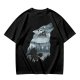 Olive T-Shirt With Howling Wolf Silhouette Winter Fantasy Art Print