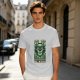 Olive green t-shirt with 'Don't Trust The Wizard' robot graphic print