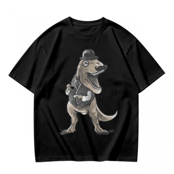 Olive T-Shirt with Gentleman T-Rex Dinosaur Print