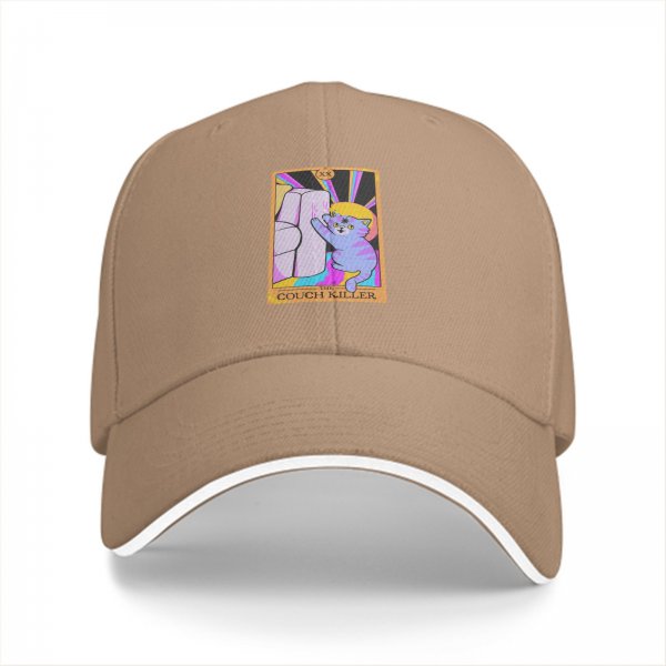 Black Baseball Cap With Funny Cat Couch Killer Tarot Art Print