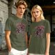 Olive green t-shirt with dimensional demogorgon graphic print