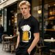 Olive Green T-Shirt With Funny Sheep Beer Mug Graphic