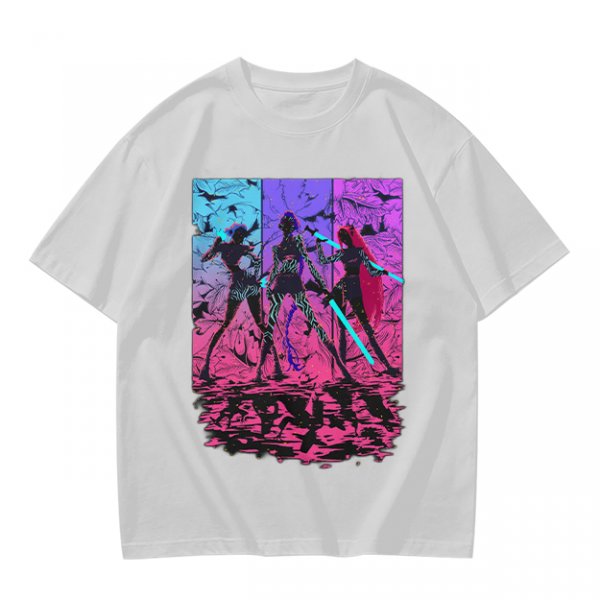 Olive T-Shirt With Neon Cyberpunk Warrior Women Graphic